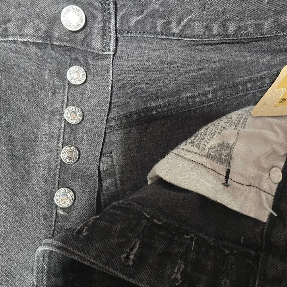 Levi's Black Distressed 501 Jean Shorts - Picture 4 of 6